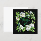 Bloeiende bloemen zwart bedankkaart (Voorkant / Achterkant)