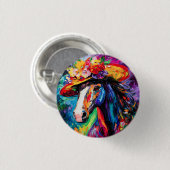 Bloeiende bloemenhengst ronde button 3,2 cm (Voorkant /achterkant)