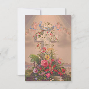 Bloeiende bloemenkruis devotie Heilige kaart