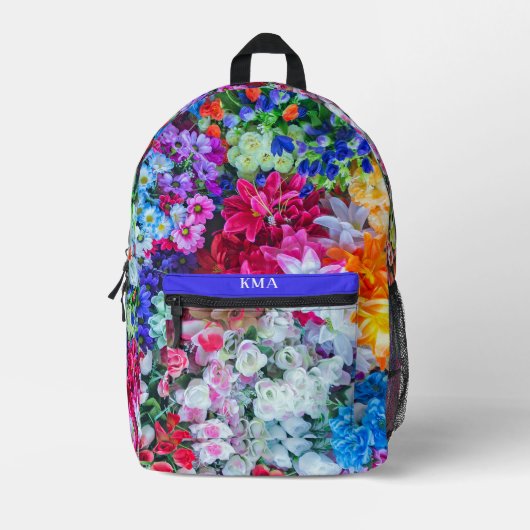 Bloeiende bloementuin Monogram Bedrukte Rugzak (Voorkant)