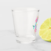 Bloeiende bloemige moeder wit shot glas (Links)