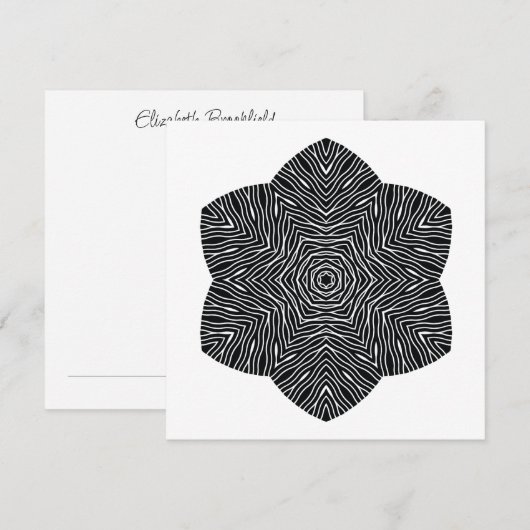 Bloeiende Bloemnotitie Kaart in zwart-wit (Voorkant / Achterkant)