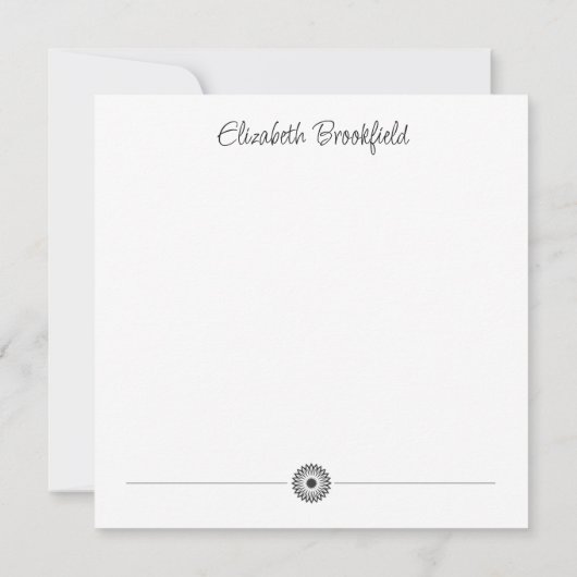 Bloeiende Bloemnotitie Kaart in zwart-wit (Achterkant)