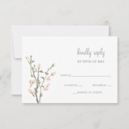 Bloeiende bloesem bloemenbruiloft rsvp kaartje