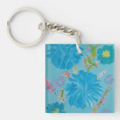 Bloeiende Bluebells Bloemen Acryl Vierkante Sleute Sleutelhanger (Voorkant)