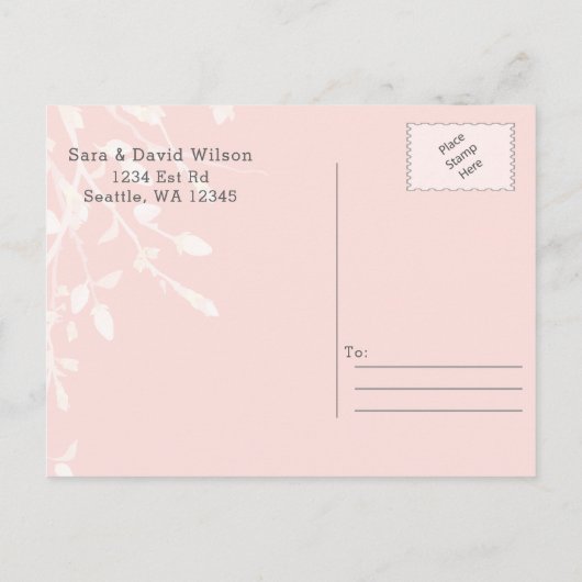 Bloeiende Blush Bloemen Bruiloft Bewaar de datum Aankondigingskaart (Achterkant)