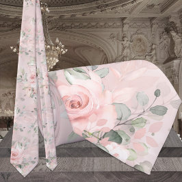 Bloeiende Blush Roze Geheime Tuin Bloemige Bruilof Stropdas