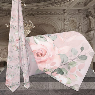 Bloeiende Blush Roze Geheime Tuin Bloemige Bruilof Stropdas
