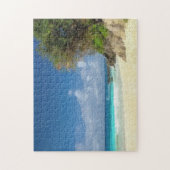 Bloeiende bomen aan het strand legpuzzel (Verticaal)