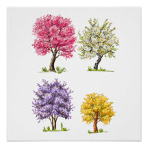 Bloeiende bomen, denkbeeldige kleuren.