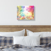 Bloeiende bomen in een bloemenveld canvas afdruk (Insitu (Slaapkamer))