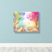 Bloeiende bomen in een bloemenveld canvas afdruk (Insitu (Houten vloer))