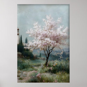 Bloeiende Bomen Print, Antieke Lenteveld Poster