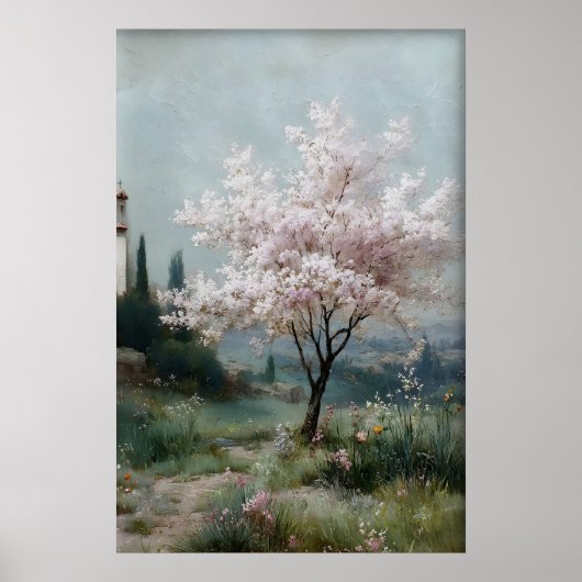 Bloeiende Bomen Print, Antieke Lenteveld Poster (Voorkant)