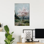 Bloeiende Bomen Print, Antieke Lenteveld Poster (Thuiskantoor)