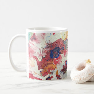 Bloeiende boom abstract rood wit blauw geel Bloom Koffiemok