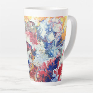 Bloeiende boom abstract rood wit blauw geel Bloom Latte Mok