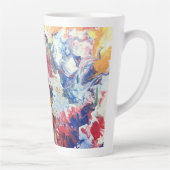 Bloeiende boom abstract rood wit blauw geel Bloom Latte Mok (Rechts)