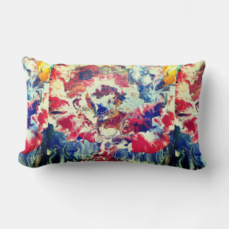 Bloeiende boom abstract rood wit blauw geel kussen