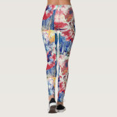 Bloeiende boom abstract rood wit blauw geel leggings (Achterkant)