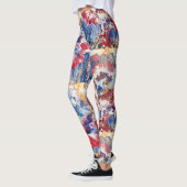 Bloeiende boom abstract rood wit blauw geel leggings (Links)