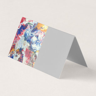 Bloeiende boom abstract rood wit blauw geel visitekaartje