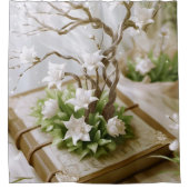 Bloeiende boom groeien uit een boek douchegordijn (Voorkant)