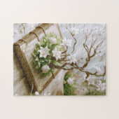 Bloeiende boom groeien uit een boek legpuzzel (Horizontaal)