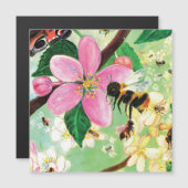 Bloeiende boom met bijen magnetische kaart (Voorkant / Achterkant)