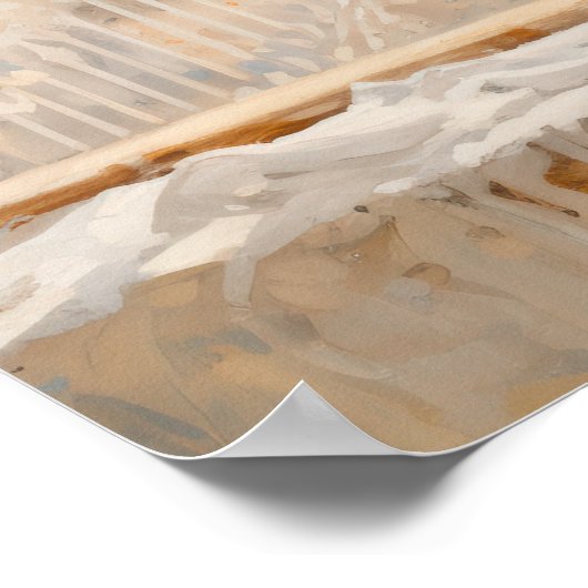 Bloeiende boom op een vensterbank poster (Hoek)