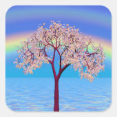 Bloeiende Boom Vierkante Sticker (Voorkant)