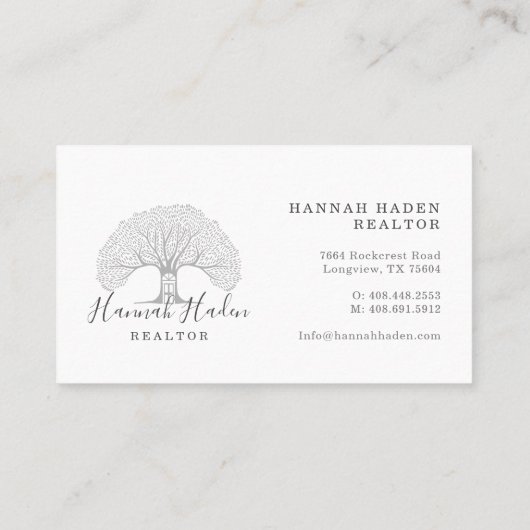 Bloeiende boomhut onroerend goed Logo Realtor Visitekaartje (Achterkant)