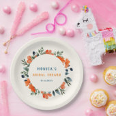 Bloeiende Botanicals Sinaasappel Groen Vrijgezelle Papieren Bordje (Feest)