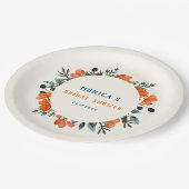 Bloeiende Botanicals Sinaasappel Groen Vrijgezelle Papieren Bordje (Gekanteld)