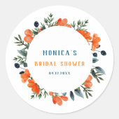 Bloeiende Botanicals Sinaasappel Groen Vrijgezelle Ronde Sticker (Voorkant)