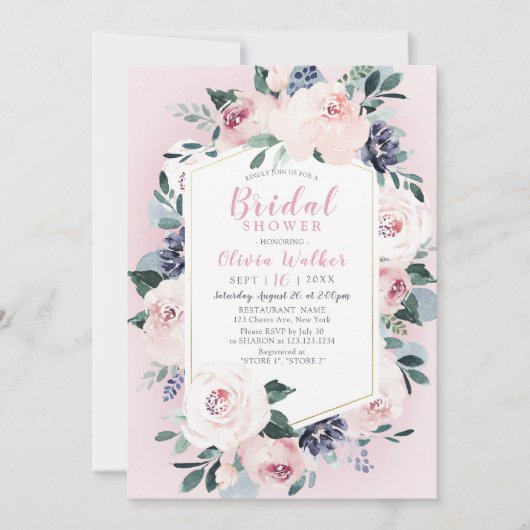 Bloeiende botanische blos bloemige Bruiloftsborrel Kaart (Voorkant)