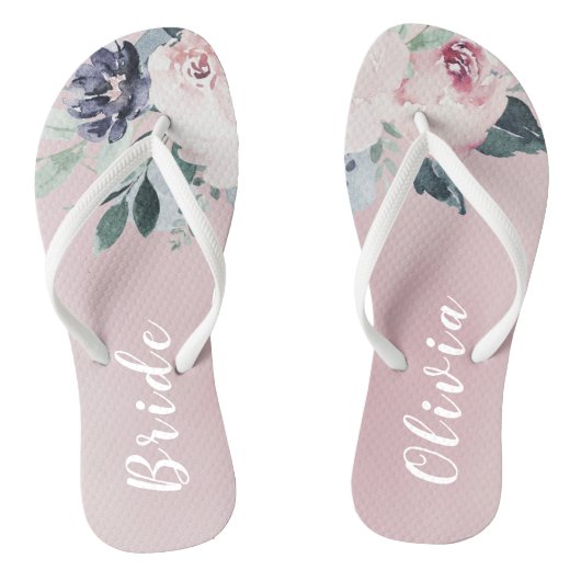 Bloeiende botanische blos bloesem Gepersonaliseerd Teenslippers (Voetbed)