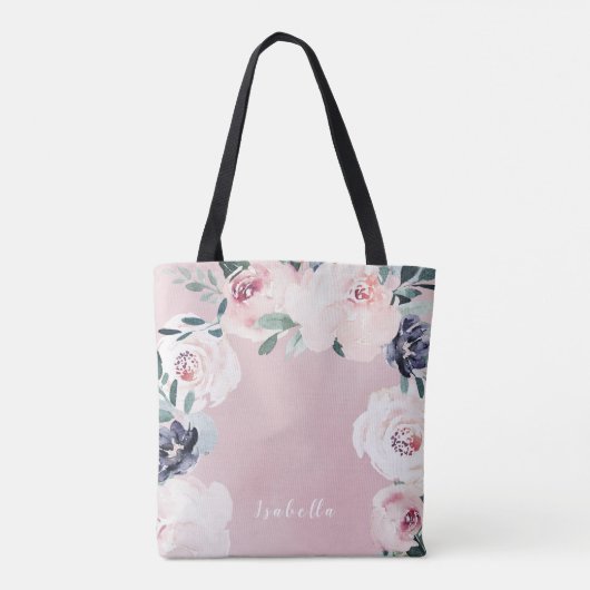 Bloeiende botanische blos bloesem gepersonaliseerd tote bag (Achterkant)