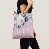 Bloeiende botanische blos bloesem gepersonaliseerd tote bag (Dichtbij)