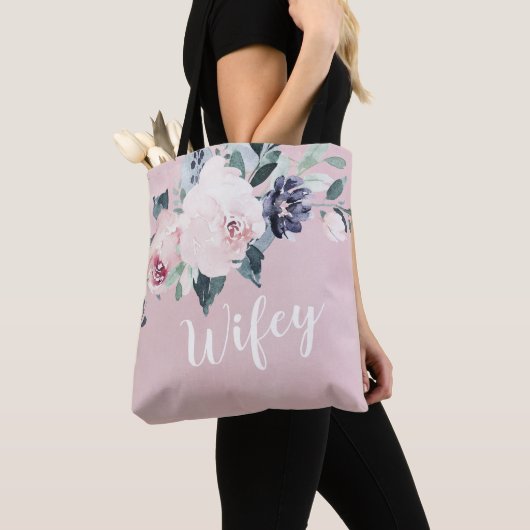 Bloeiende botanische blos bloesem gepersonaliseerd tote bag (Dichtbij)