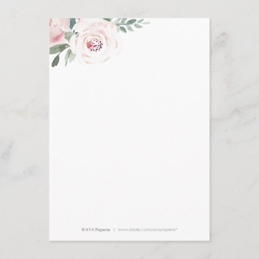 Bloeiende botanische blos bruiloft invoegen kaart (Achterkant)