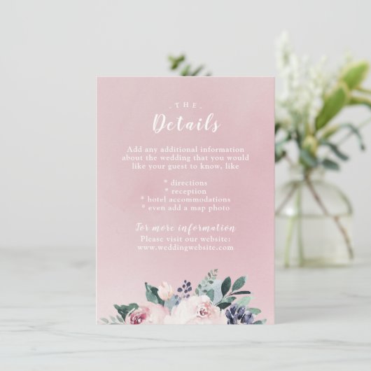 Bloeiende botanische blos bruiloft invoegen kaart (Staand voorkant)