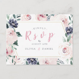 Bloeiende botanische blos verlovingsfeest RSVP Uitnodiging Briefkaart