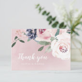 Bloeiende botanische blos waterverf floraal bedankkaart (Staand voorkant)