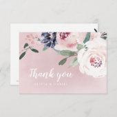 Bloeiende botanische blos waterverf floraal bedankkaart (Voorkant / Achterkant)