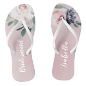 Bloeiende botanische blush Gepersonaliseerde bruid Teenslippers (Voetbed)