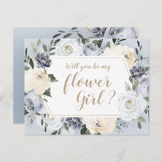 Bloeiende botanische grijs Wil je mijn bloemenmeis Kaart (Voorkant / Achterkant)