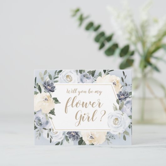 Bloeiende botanische grijze Wil je mijn bloemenmei Kaart (Staand voorkant)