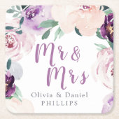 Bloeiende botanische paarse bloemen Mr & Mrs Kartonnen Onderzetters (Voorkant)