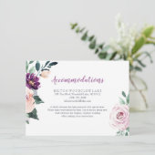 Bloeiende botanische paarse bloemenaccommodatie informatiekaartje (Staand voorkant)